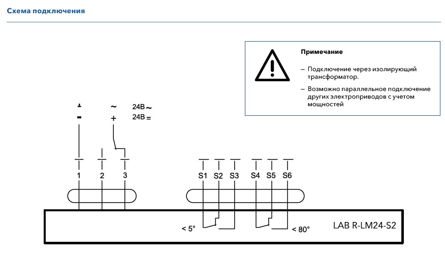 Схема подключения привода ENSO LAB R-LM24-S2